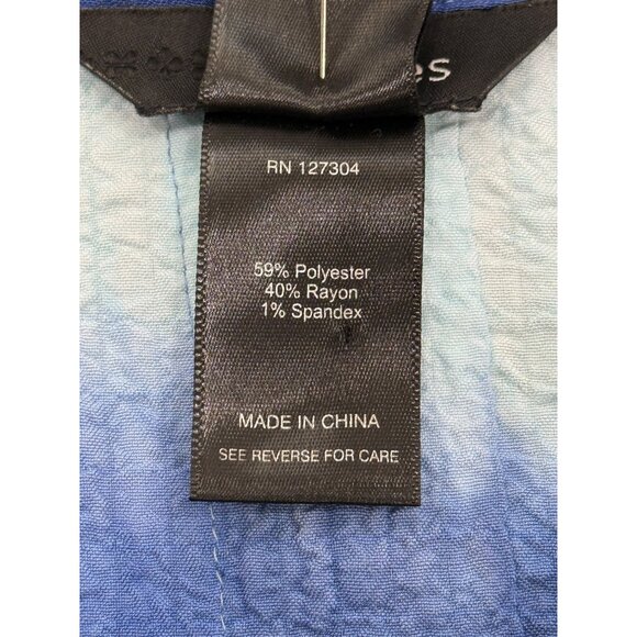 Ali Miles Button-Up Tunic Blue White Tie-Dye Collared Top Womens Size XL - Picture 7 of 8